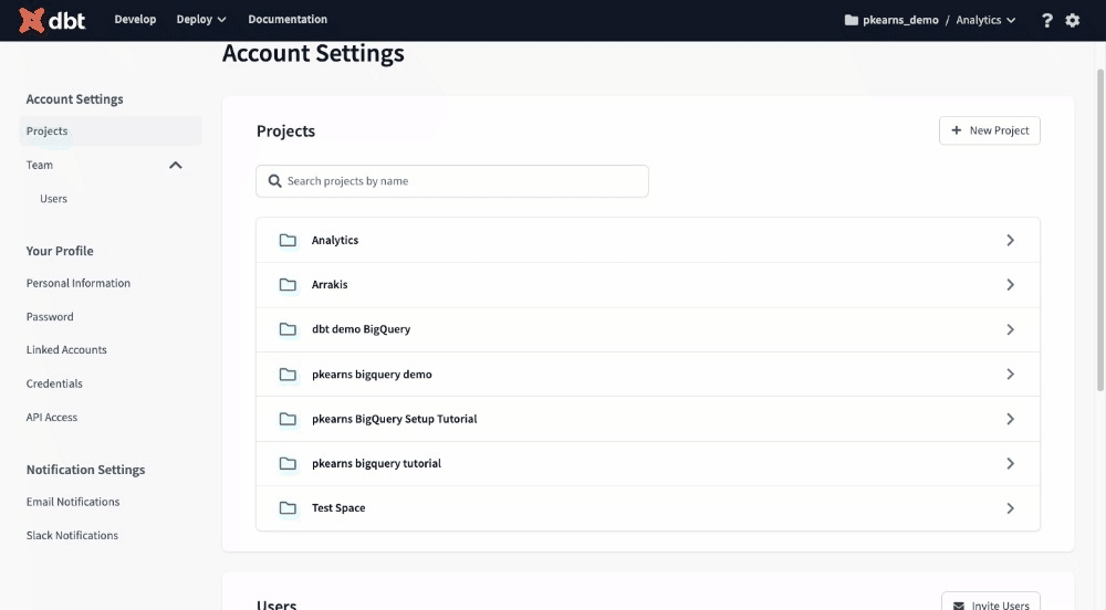 Delete projects Delete projects